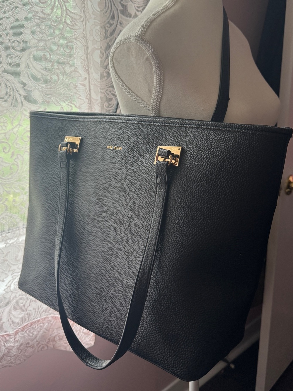 Anne Klein Black Faux Leather Tote